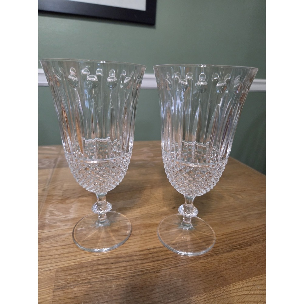 Vintage Shannon Crystal Godinger Sutton Place 7 1/2" Footed Iced Tea Glasses